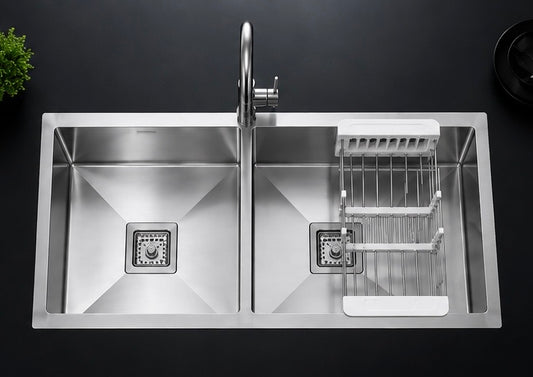 HANDMADE DOUBLE EQUAL BOWL KITCHEN SINK
