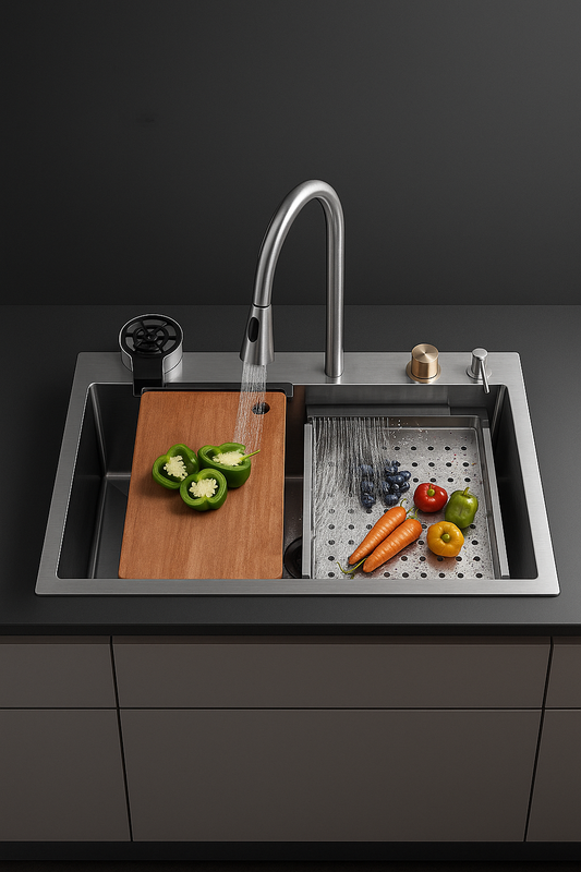 ALL IN ONE WATER FALL KITCHEN SINK SUS-304 by Trucera